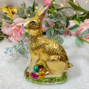 Spring EASTER Gold Bunny Rabbit Faux FOIL CHOCOLATE Egg Figure Statue New